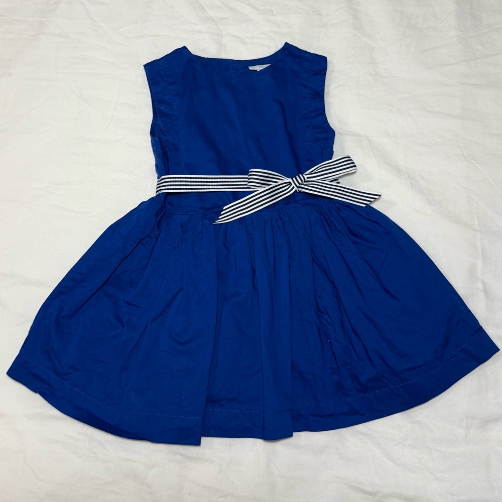 Jacadi Blue Dress with Striped Bow